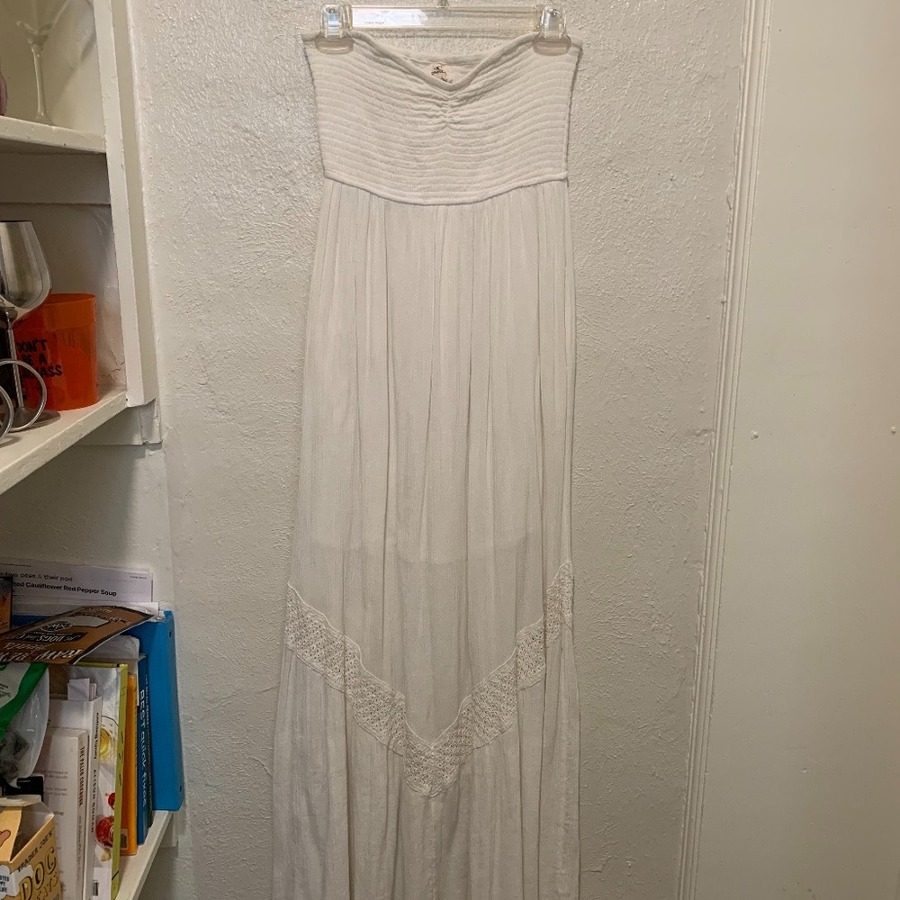 O'Neill White Strapless Maxi Beach Dress